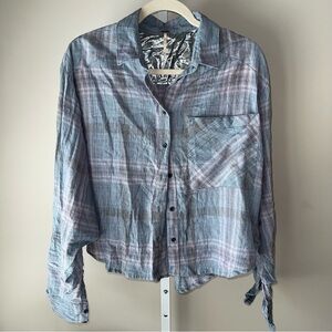 Free People Multicolor Plaid Button Down Shirt